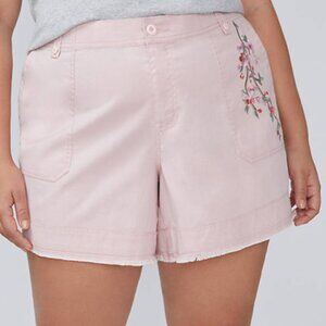 Lane Bryant Pink Embroidered Girlfriend Short